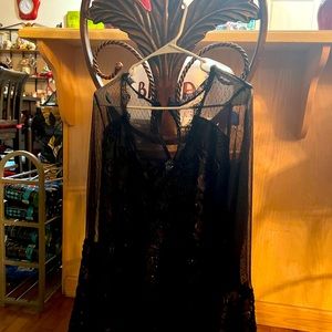 Beautiful black lace rope with long fluffy sleeves